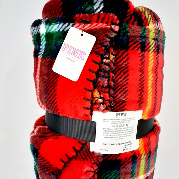 Victoria’s Secret Plaid Flannel Blanket NWT - Picture 5 of 9
